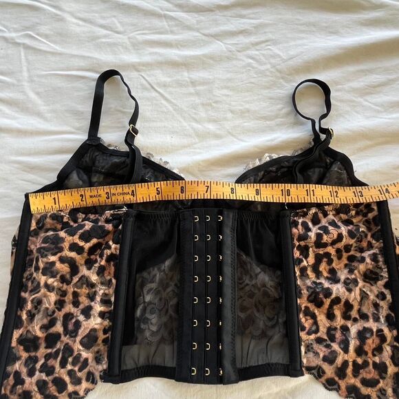 Anthropologie Giselle Lace Bustier Leopard Print Corset Top Sz S - Picture 8 of 9